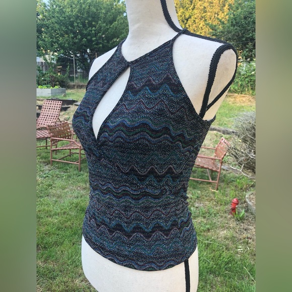 Vintage Y2K Metallic Threading Party Top - Picture 2 of 11